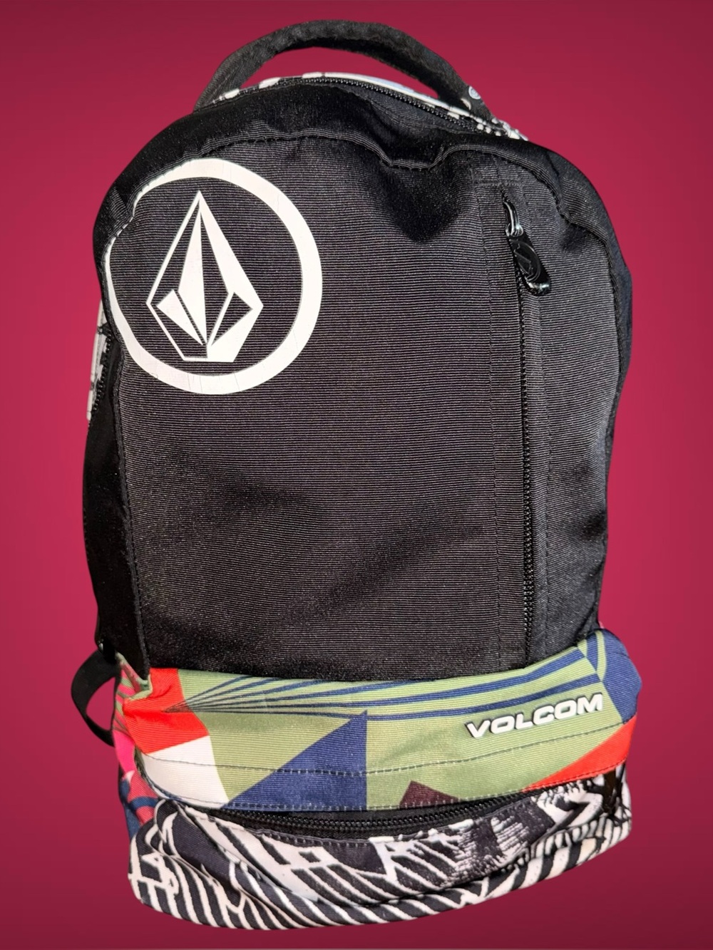 Volcom Patchwork Geometric Colorblock Skate Backpack Adjustable Straps